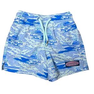 Vineyard Vines Swim Trunks Boy Toddler Swimsuit 2T Fishing Boat Ocean Blue Fish